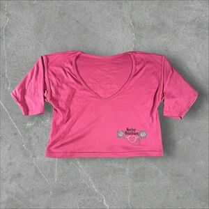 Vintage Harley-Davidson Shirt Womens Large Pink‎ Floral V Neck 80s Biker Holubek